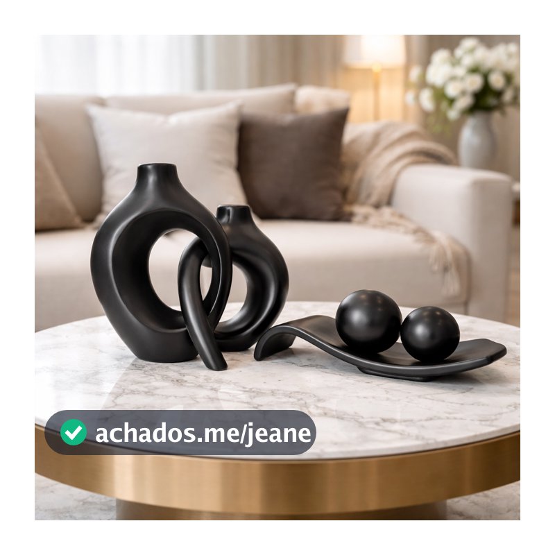 Kit Decorativo em Cerâmica Rampa com Esferas + Vasos Mônaco Modernos