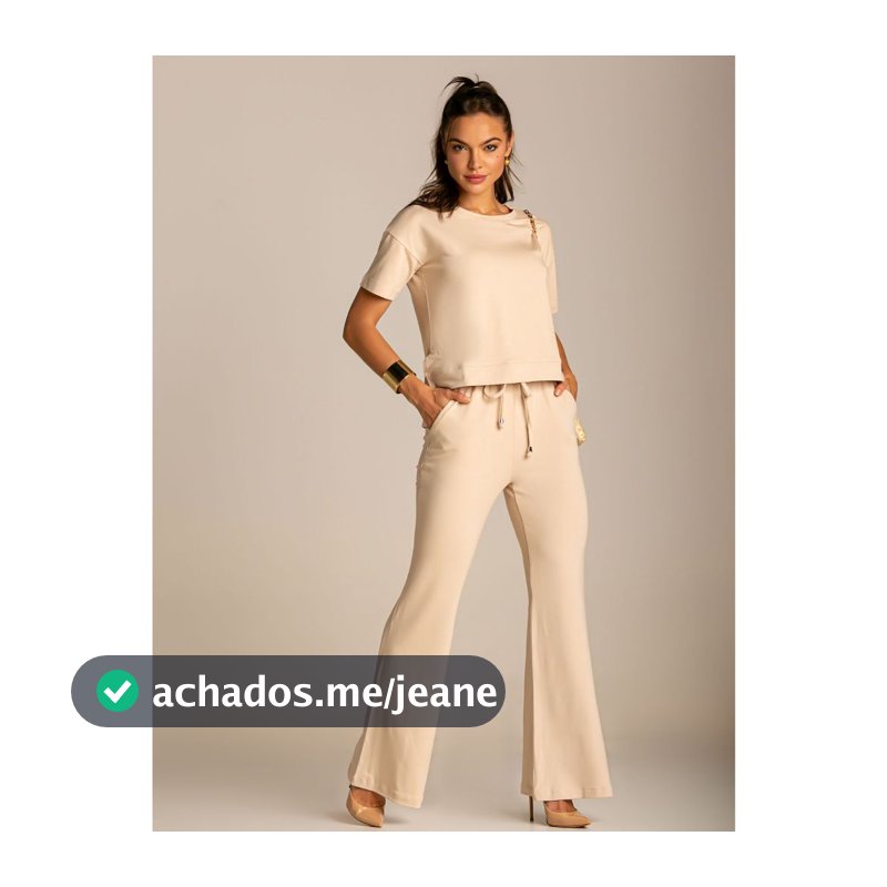 Conjunto de Moletinho Premium Calça Pantalona Blusa Mullet Manga Curta