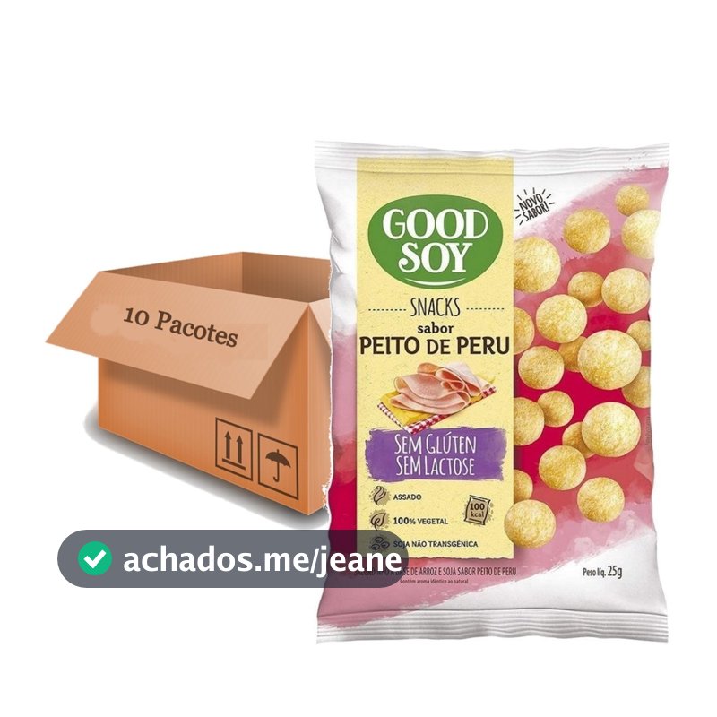 Kit c/ 10und Snacks de Soja GOODSOY Sabor Peito de Peru 25g