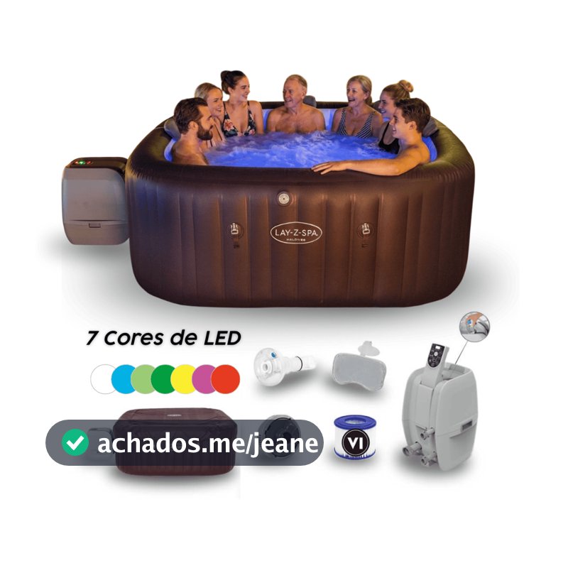 Banheira Ofurô Spa Inflável Maldives 1.050L Hydrojet + LED 7 Cores + Aplicativo WiFi + Capa Bestway