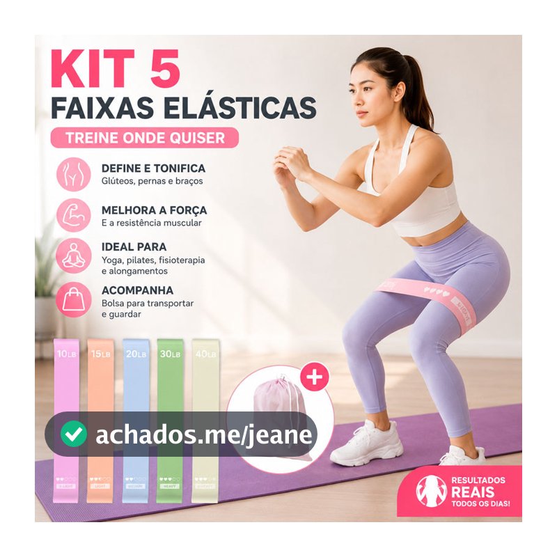 Kit Faixas Elásticas Para Exercícios Multifuncional Exercício Treino Em Casa 5 Níveis Yoga Fisioterapia e Treino