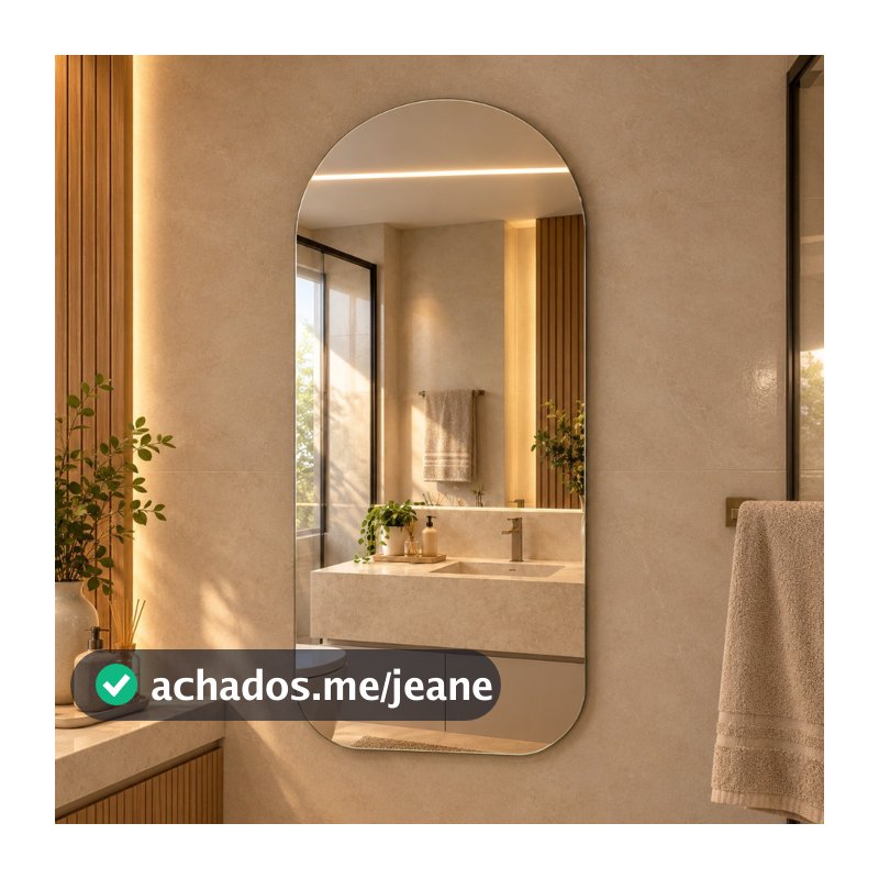 Espelho Verona 80x40 Lapidado Moderno Grande Form Flame Com Suporte Invisível Luxo