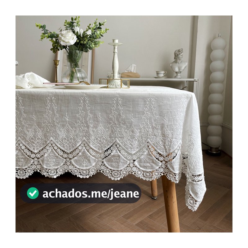 100% algodão puro, roupa de mesa branca luxuosa, roupa de mesa de lace embroideada, decoração de casa e festa