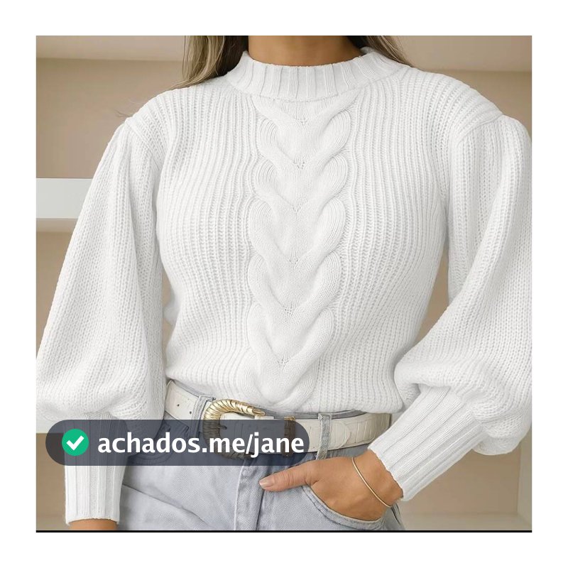 Blusa Poliéster Feminina Tricot Manga Longa com Trança Central Inverno - Nuvem de Lã