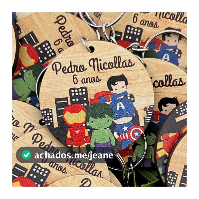 Chaveiro Infantil  Personalizado Com Nome Kit Lembrancinha De Aniversário Tema Heróis Para Menino