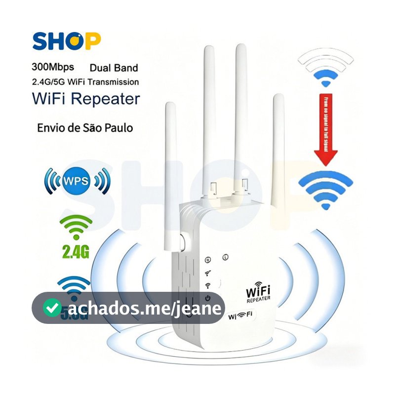 Repetidor WiFi 300Mbps 4 Antenas Amplificador de Sinal Wireless 2.4GHz Roteador Extensor-G8