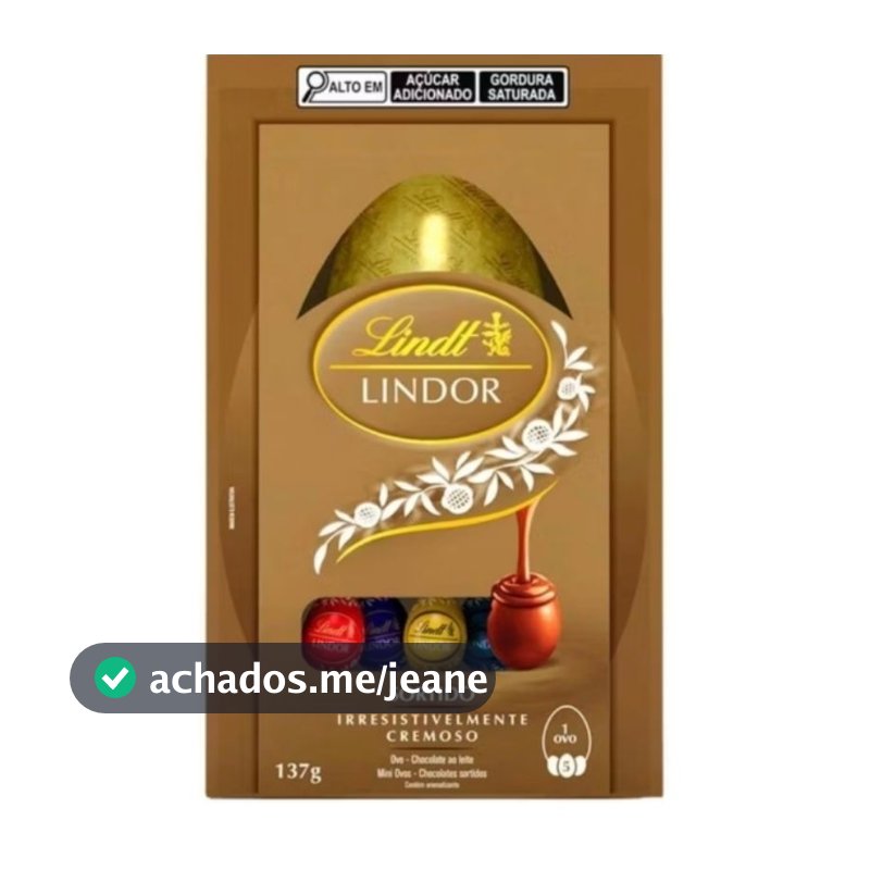 Ovo De Páscoa Lindt Lindor Sortidos 137g - Chocolate Ao Leite.