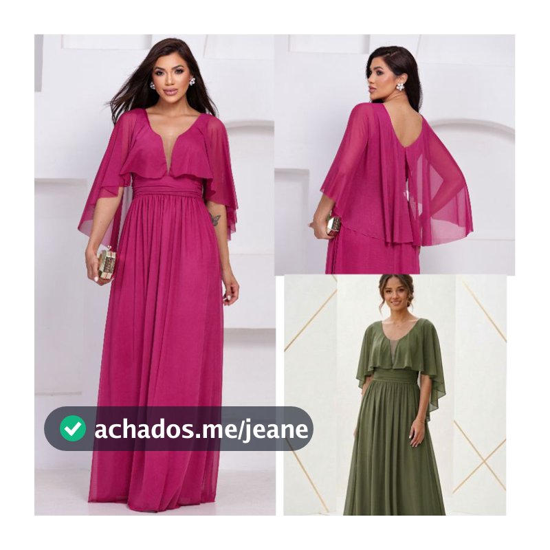 vestido feminino longo betthy com capa en decote v para madrinha formatura festas luxuosas