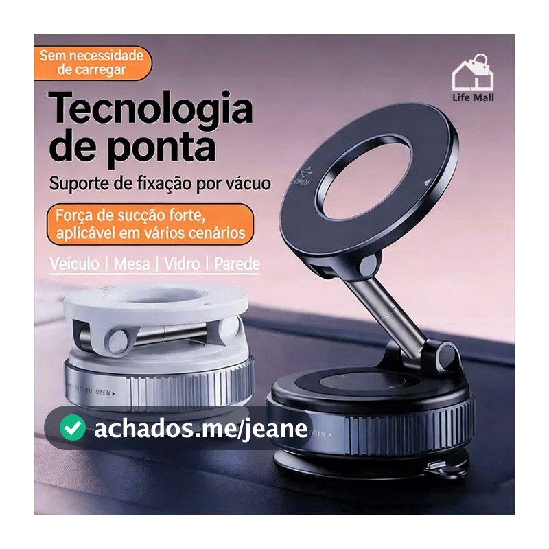 Suporte Magnético Para Telefone Carro MagSafe-360 ° Giratório De Sucção A Vácuo Dobrável E Ajustável