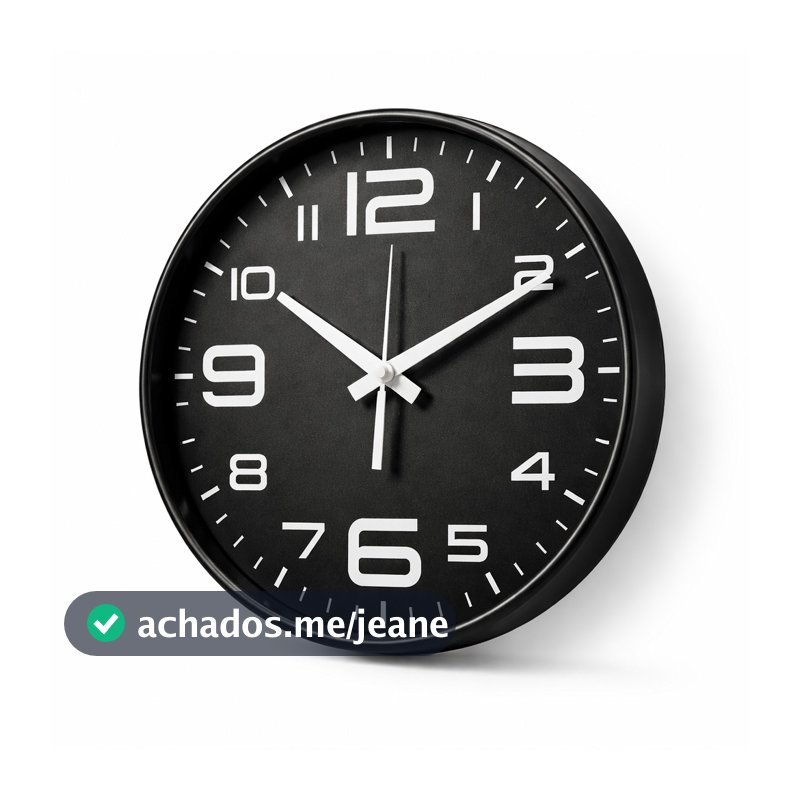 Relógio de Parede Preto 25cm Números Brancos Moderno 6053T17