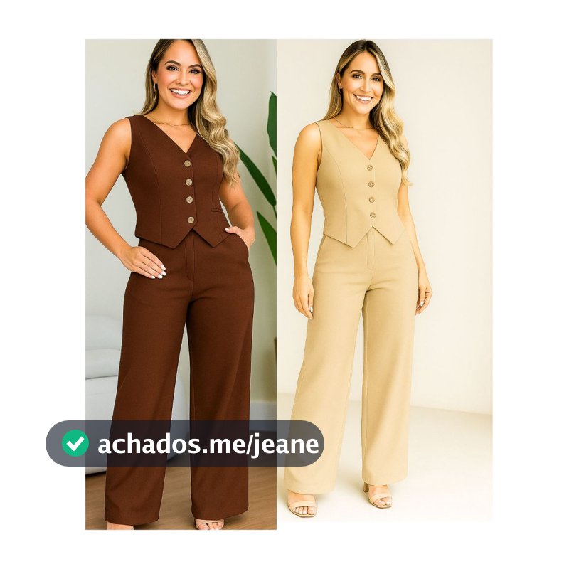 CONJUNTO  FEMENINA  EN ALAFATARIA  LOOK COMPLETO COLETE E CALÇA 2025