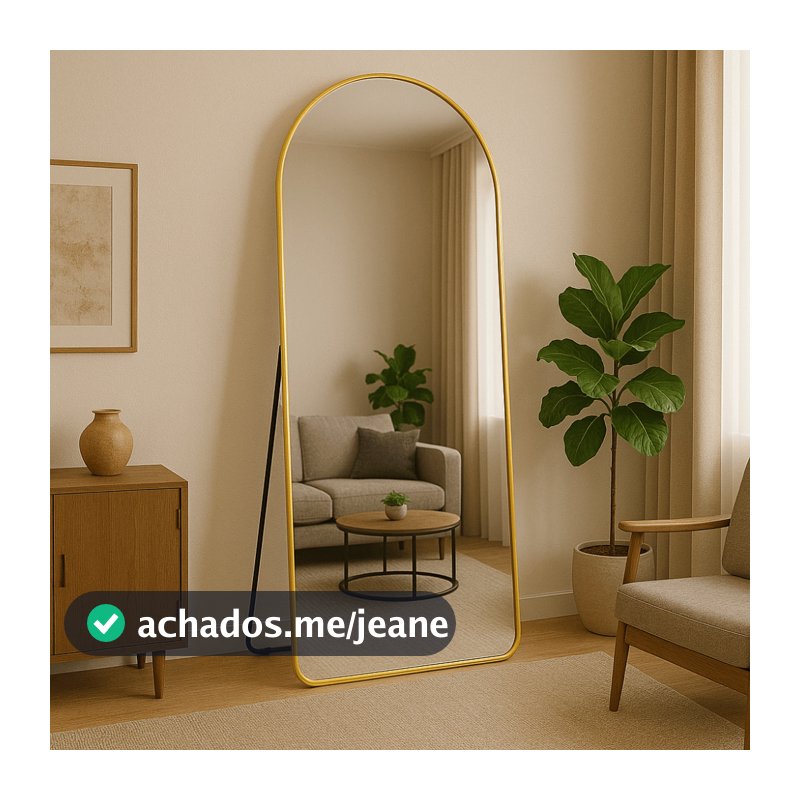 Espelho Lopazzi Base Reta Corpo Inteiro 150x60 Com Suporte de Chão Moldura Alumínio Quarto Sala Decorativo
