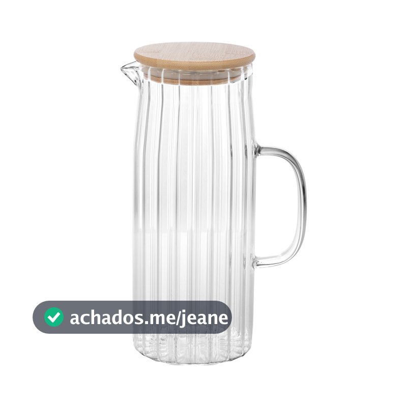 Jarra de Vidro Borossilicato com Tampa em Bambu 1,1L - Wolff