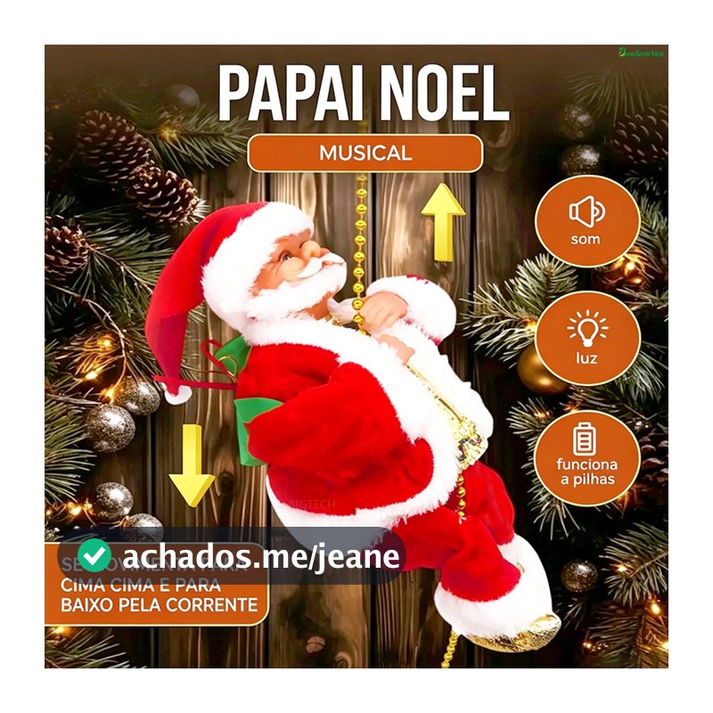 Papai Noel Boneco Escalando Musical Com Movimento Christmas Decoração De Lembrancinha Enfeites Enfeite Natal