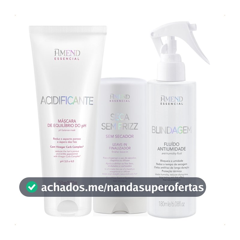 Linha Amend Essencial - Leave-in Seca Frizz - Máscara Acidificante 250ml
