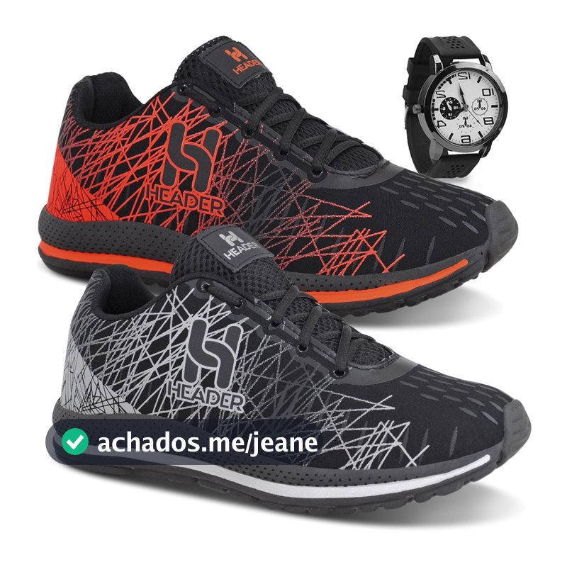 Kit 2 Tênis Masculino Header Spider Caminhada Academia Corrida Esporte + Relógio