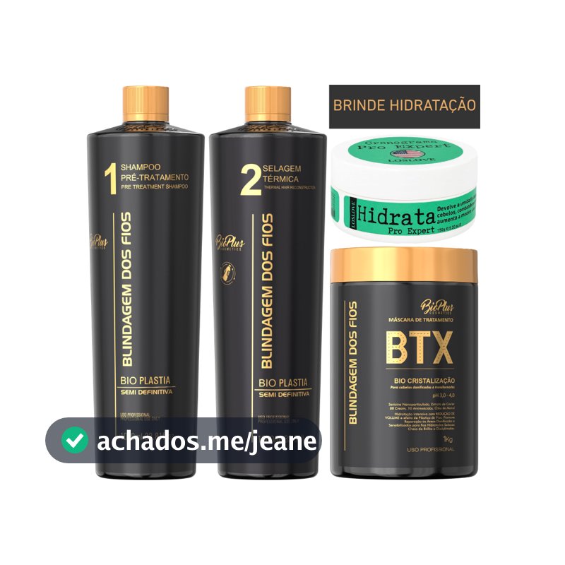Kit Progressiva Selagem - Blindagem dos Fios Bio Plus Profissional + Shampoo 1L + Btx 1Kilo