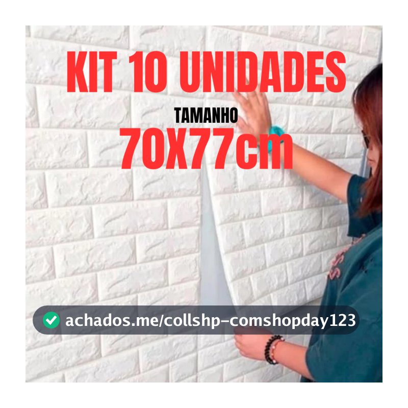 Kit 10 Placas 3D Tijolo Branco Adesivo Autocolante Decoração Quarto Sala Banheiro
