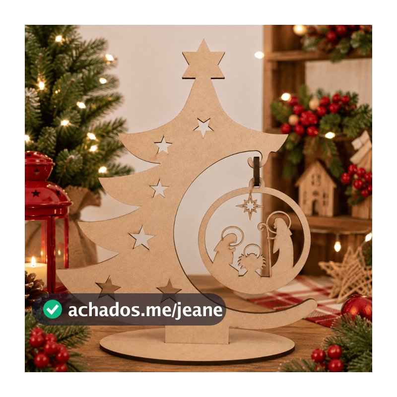 Kit 20 Enfeites de Natal Árvore Decorativa Mesa Mdf Decoração Lembrancinha