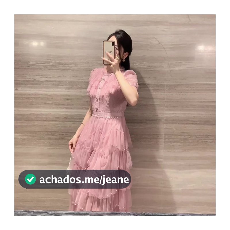 Vestido Rosa Frisado Feminino De Manga Curta Verão Estilo Francês Doce Senhoras Cintura Apertada Ocidental De Bolo