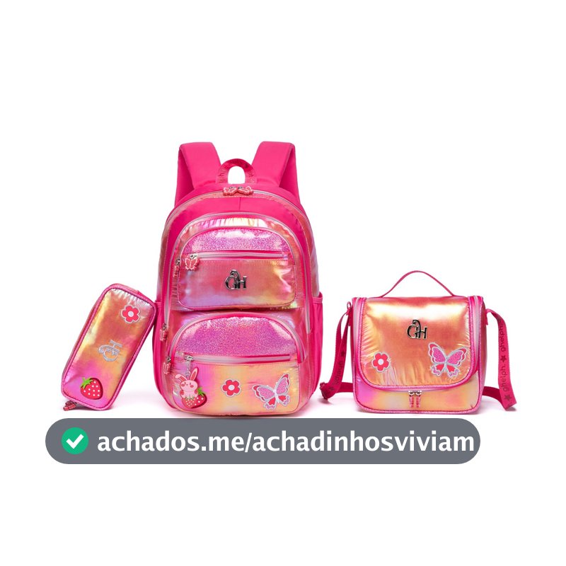 Kit Mochila Infantil Juvenil Escolar Guelph Menina Estojo Lancheira Espaçosa Resistente