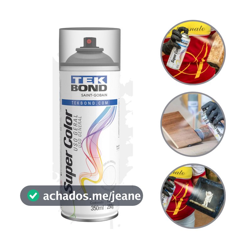 Tinta Spray Aerossol Super Color Verniz Fosco Tekbond Uso Geral 350ml  250g