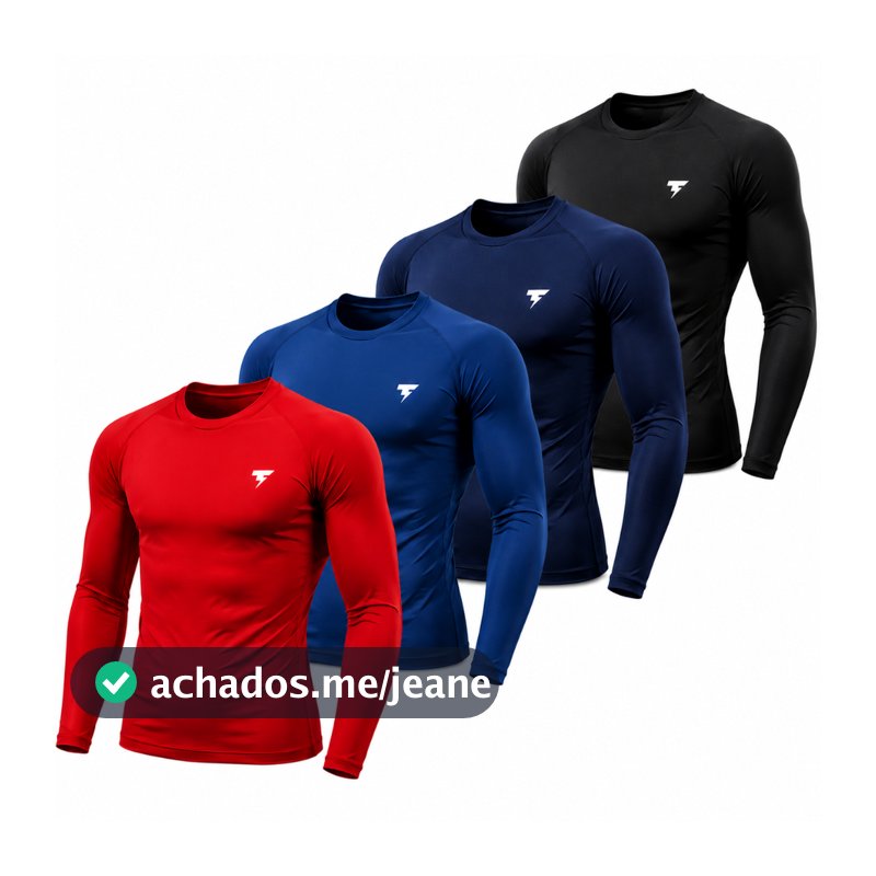 Kit 4 Camiseta Térmica UV 50+ Proteção Solar Segunda Pele Dry Fit Natação Corrida Ciclismo Academia