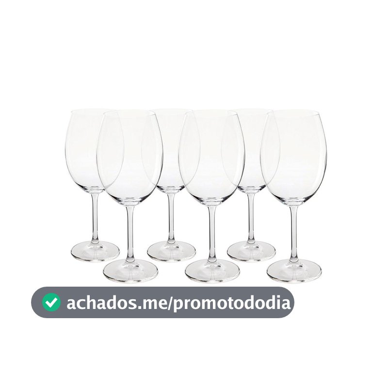 Kit 6 Taças Vinho Tinto Bordeaux Cristal Titanium 580ml Bohemia