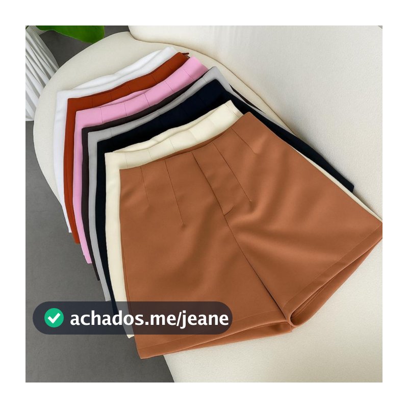 Short Alfaiataria Feminino Social Modelo Zara Cintura Alta Ziper Lateral