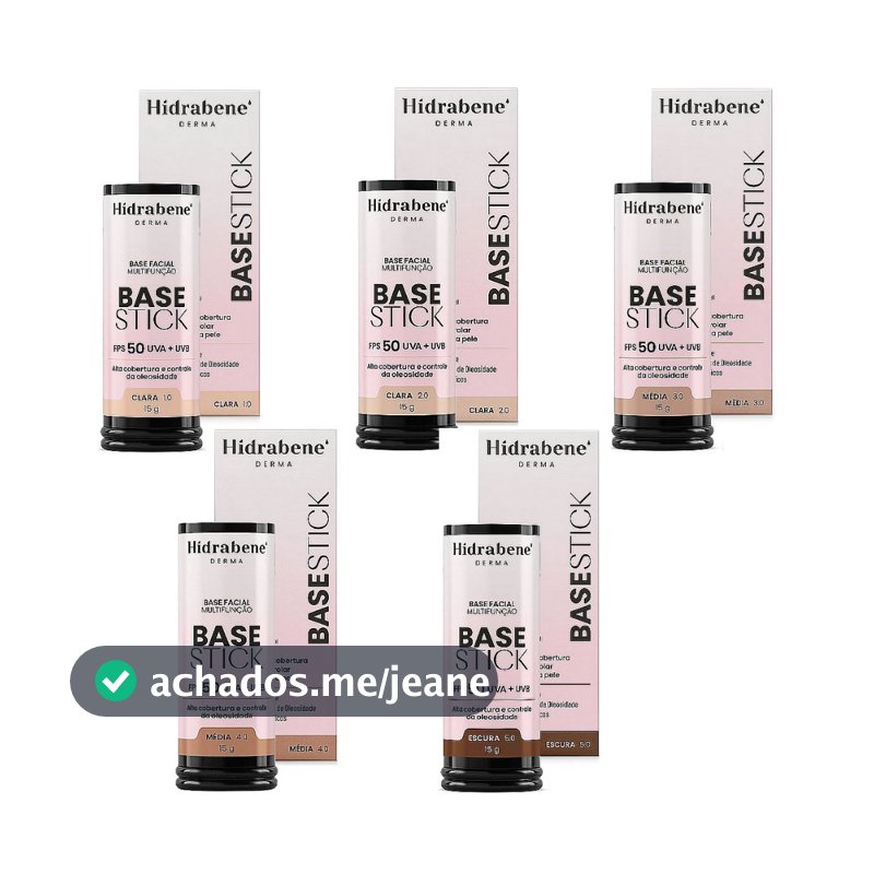 Hidrabene Base Stick Fps50 Clara, Média e Escura