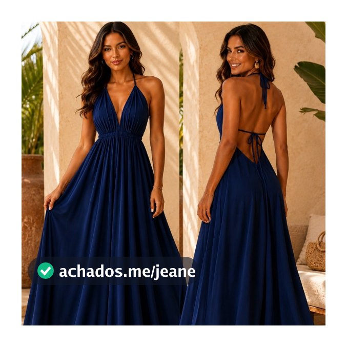 Vestido longo decote  indiano costas nua