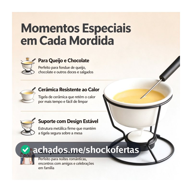 Kit Conjunto De Fondue Panela Cerâmica Antiaderente Chocolate Queijo