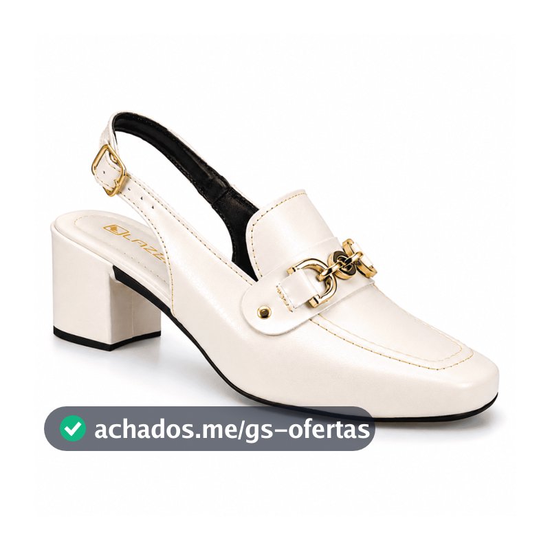 Sapato Feminino Mule Loafer Salto Bloco Grosso Confortável