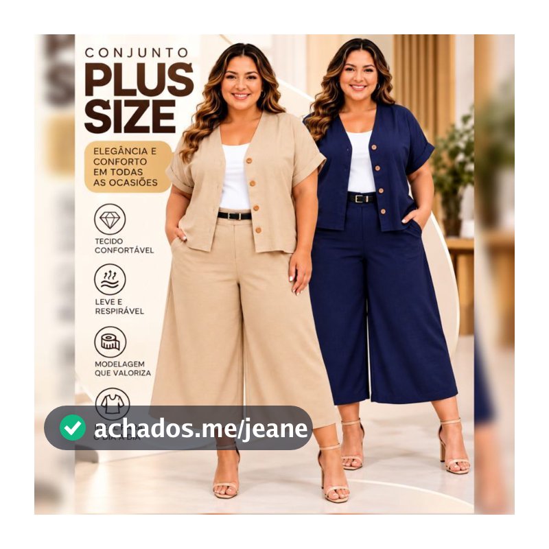Blusa camisa social manga curta + Calça Pantacurt Moderno elegante conjunto 2 peças Plus Size feminino