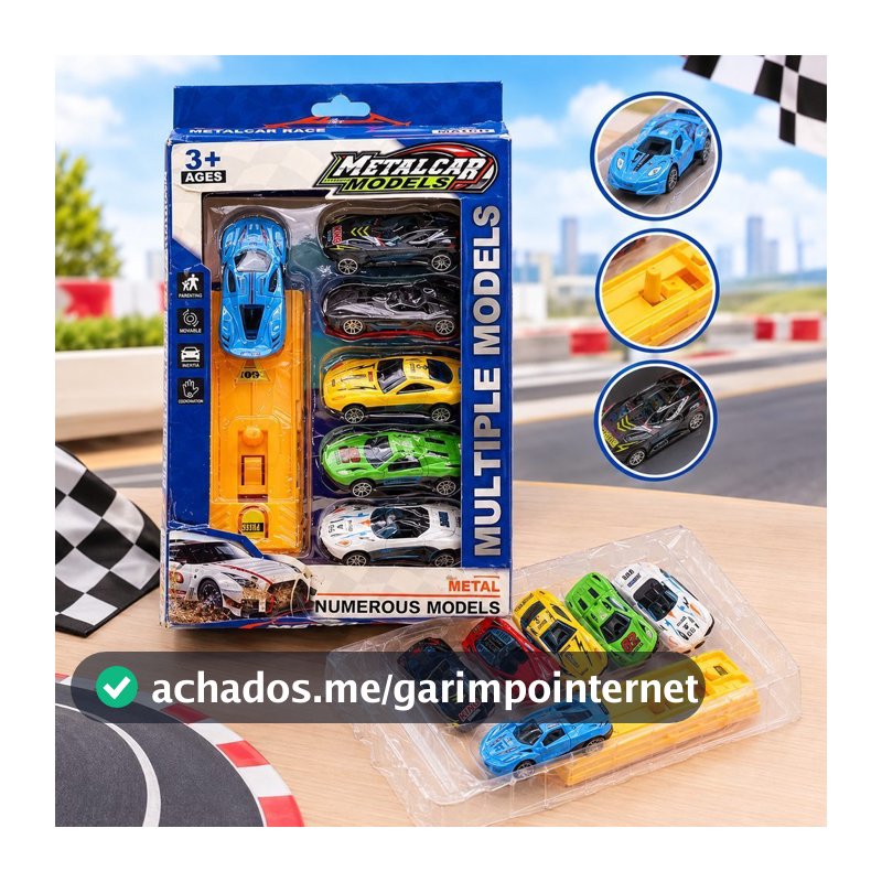 Kit 6 Carrinhos de Metal Brinquedo Infantil Carros Esportivos Meninos