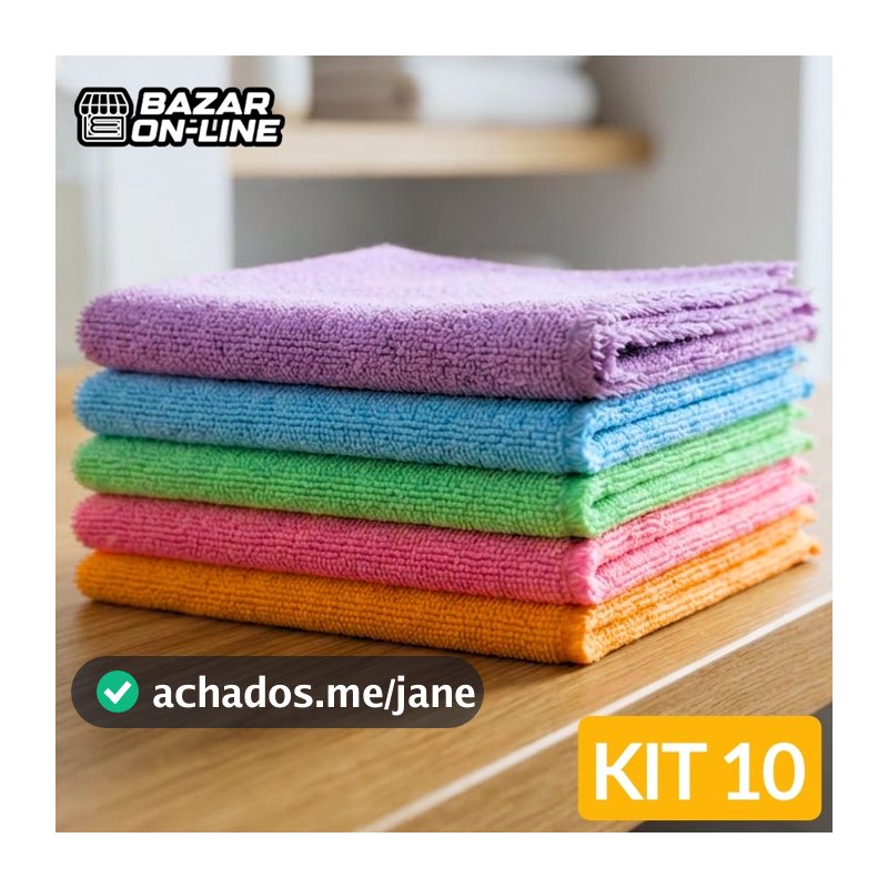 Kit 10 Panos De Limpeza Microfibra alta absorção Multiuso