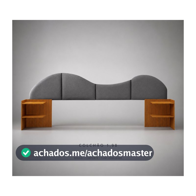 Cabeceira de Cama Box Casal Queen King Ajustavel Estofado Com Criado