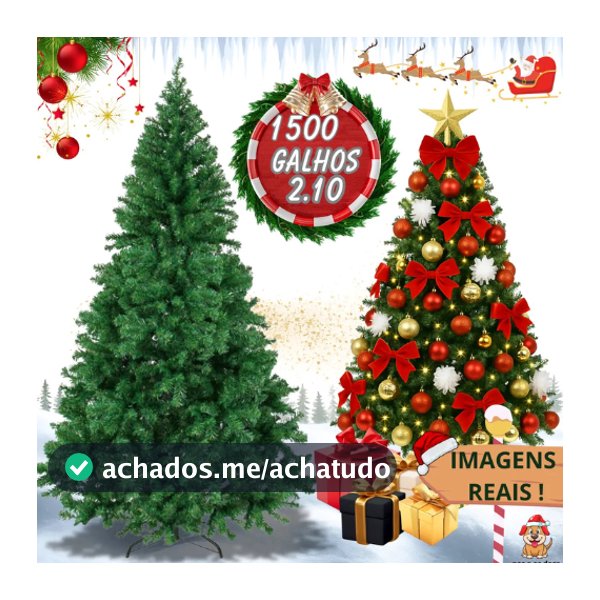 Árvore De Natal Pinheiro Canadense Luxo 2,10 1500 Galhos Tradicional Verde Imperial Premium Grande Cheia Natal