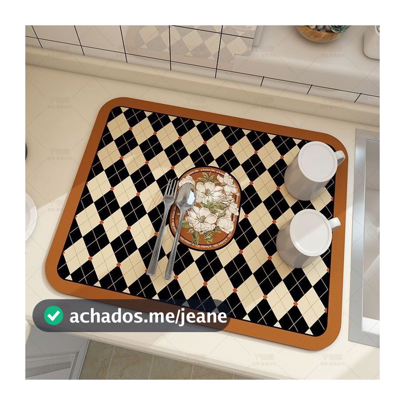 Tapete Escorredor de Louça em Microfibra Super absorvente 40X30CM Dobrável Aparador de Louça Casa Cozinha (entrega em 24 horas)