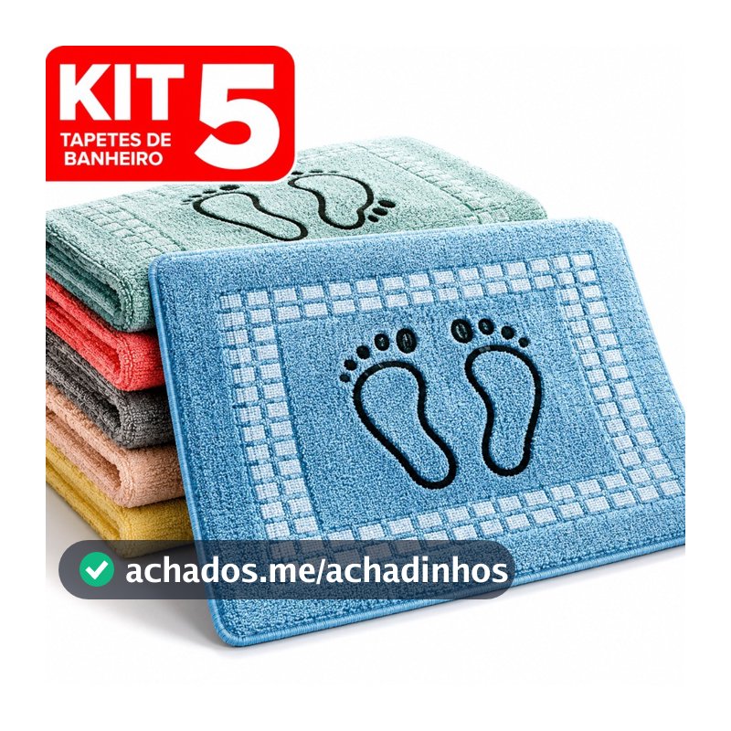 Kit 5 Tapete Piso Premium Toalhinha Para Banheiro Pezinho