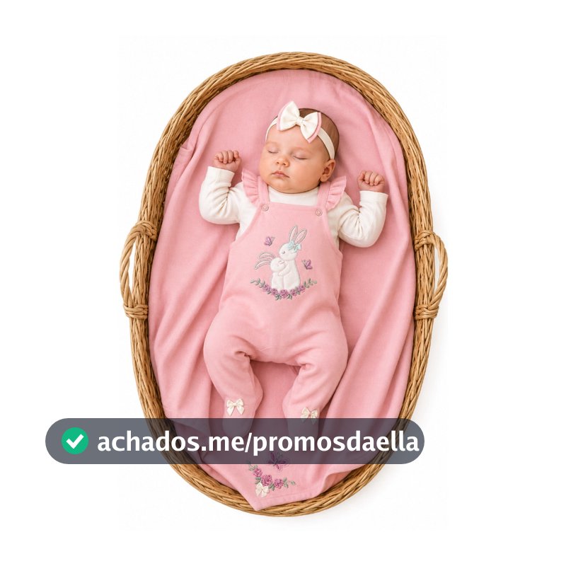 Saída Maternidade Menina 05 Peças Ternura Jardineira Roupa de Bebê Menina