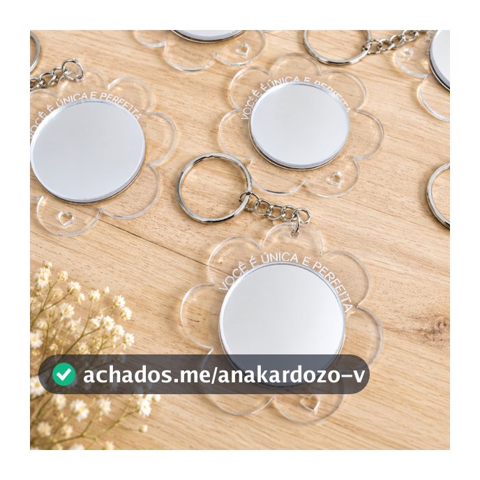 Kit 10 15 20 25 30 Chaveiro Flor com Espelho em Acrílico Espelhado Lembrancinha