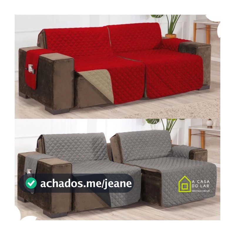 Capa Protetora Para Sofá Retrátil Reclinável Dupla Face Com Viés Matelassê E Porta Objetos Lateral