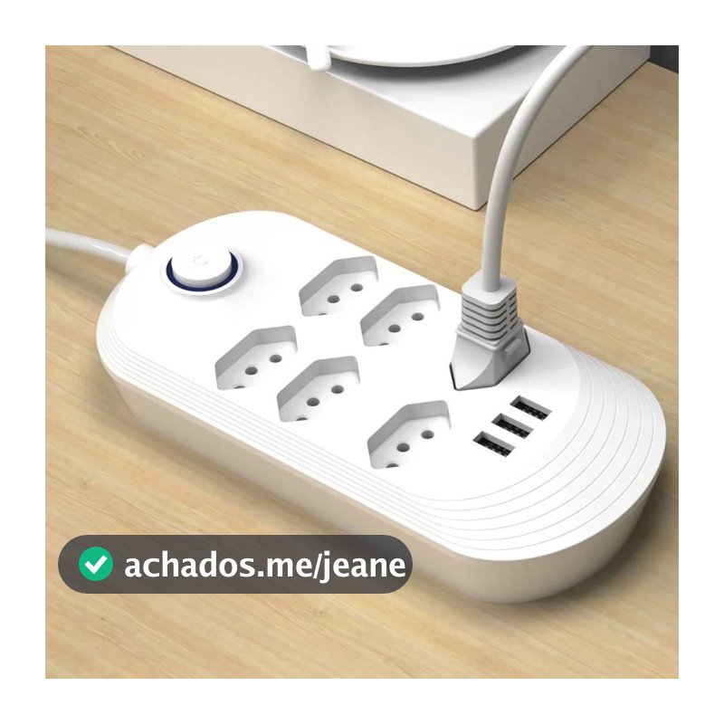 Régua Extensão 6 Tomadas E 3 Entradas USB Bivolt 110v/220v