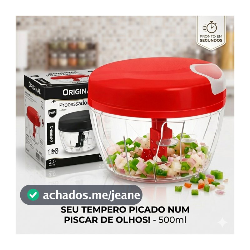 Processador 170ml e 500ml Triturador de Alimentos Alho Cebola Legumes Cozinha Preto e Vermelho