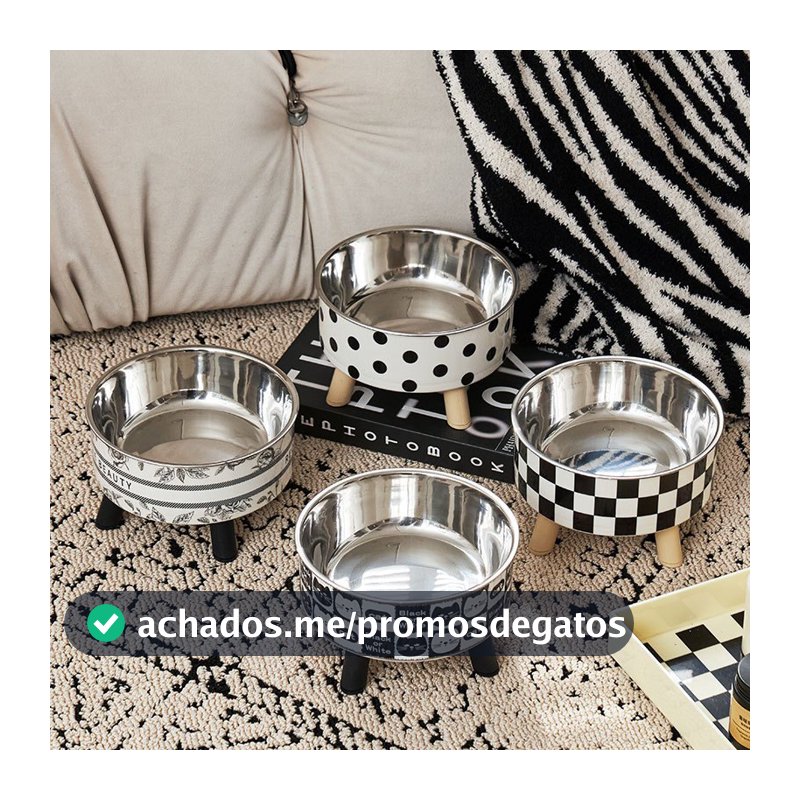 Comedouro Inox Elevado para Gatos Tigela Removível Fácil de Lavar Anatômica