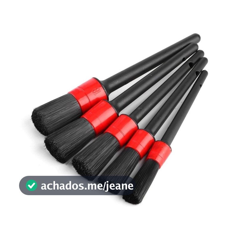 Kit 5 Pincéis Automotivos Detalhamento Limpeza Interno e Externo