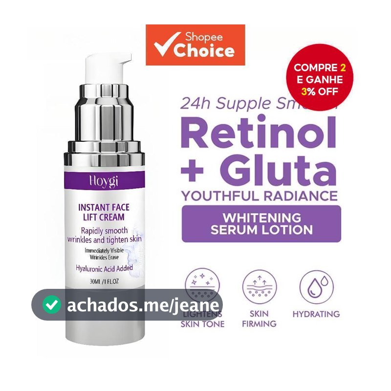 Creme Instantâneo De Colágeno Face Lift Antienvelhecimento Hidratante Original Aperto-30ml
