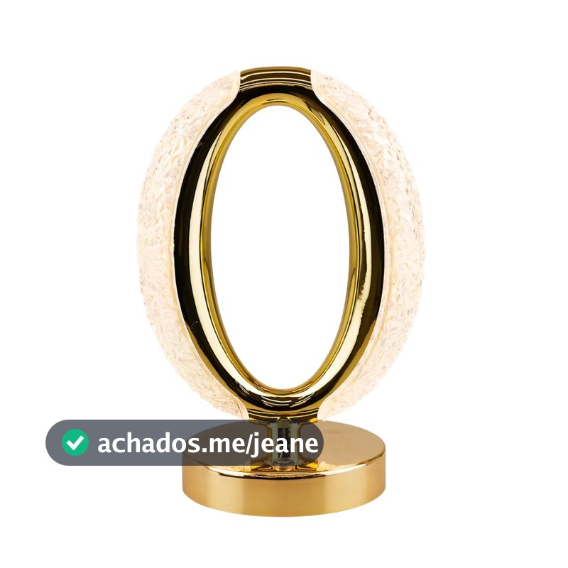 SOL - Luminária Abajur Cristal Led Touch Recarregável USB