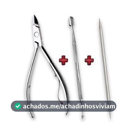 Kit 3 cutelaria profissional Alicate+espatula+Palito de inox. Unha, esmalte, gel, cetim, skin care